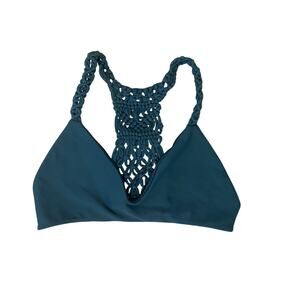 MIKOH Nusa Dua Macrame Braided Racerback Green Bikini Top M Beach Summer